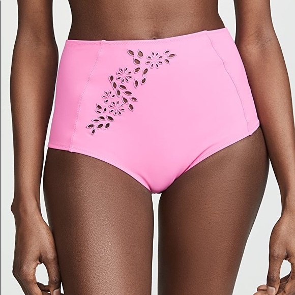 NWT STELLA MCCARTNEY High Waisted Pink Bikini Cheeky Bottoms Eyelet Embroidery S